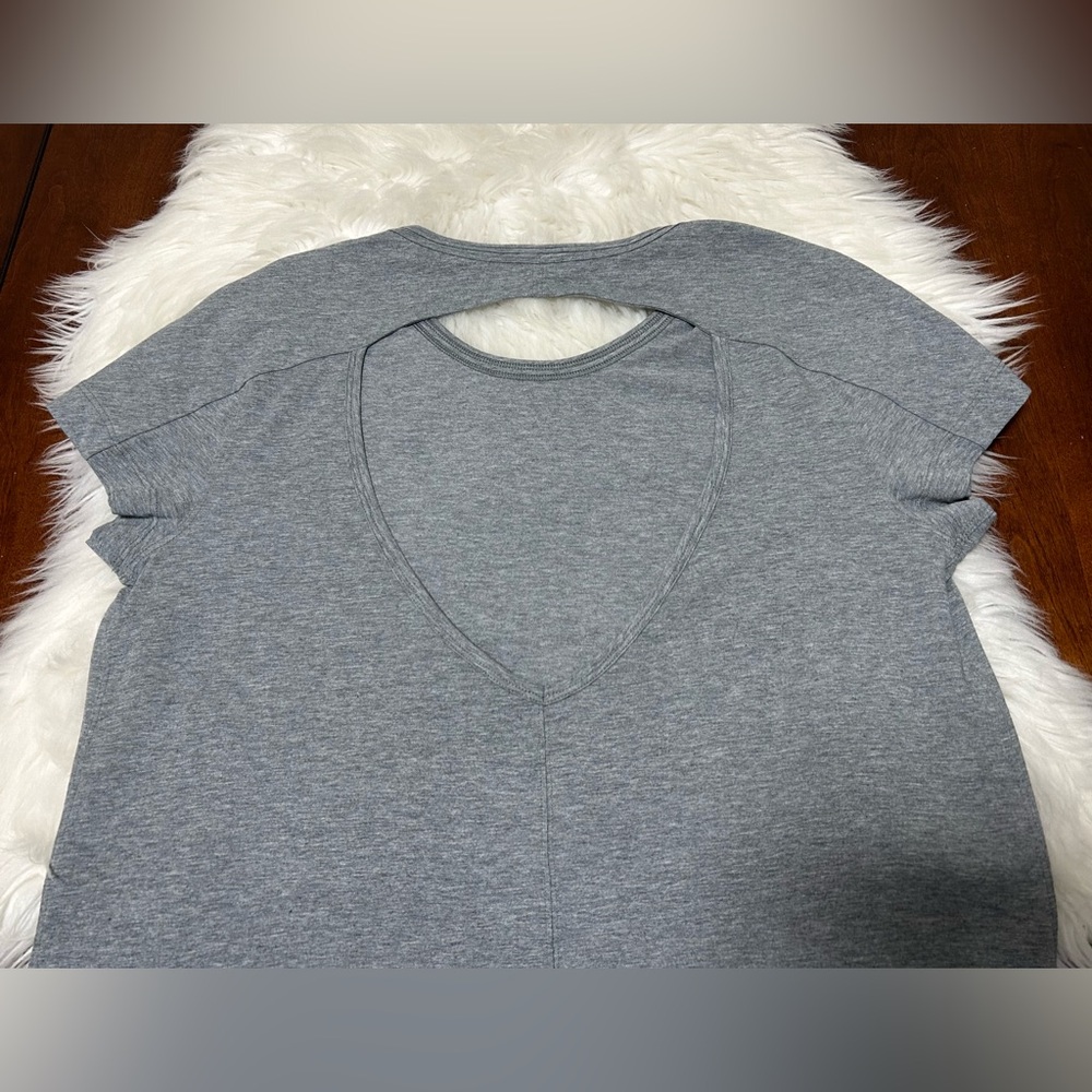 Lululemon Size 6 Summer Day Tripper Dress Heathered Medium Grey Open Back Cotton - Picture 10 of 15